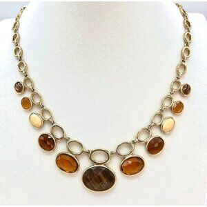 GORGEOUS CAROLINA HERRERA SIGNED FACETED RHINESTONE GOLD TONE CHAIN NECKLACE